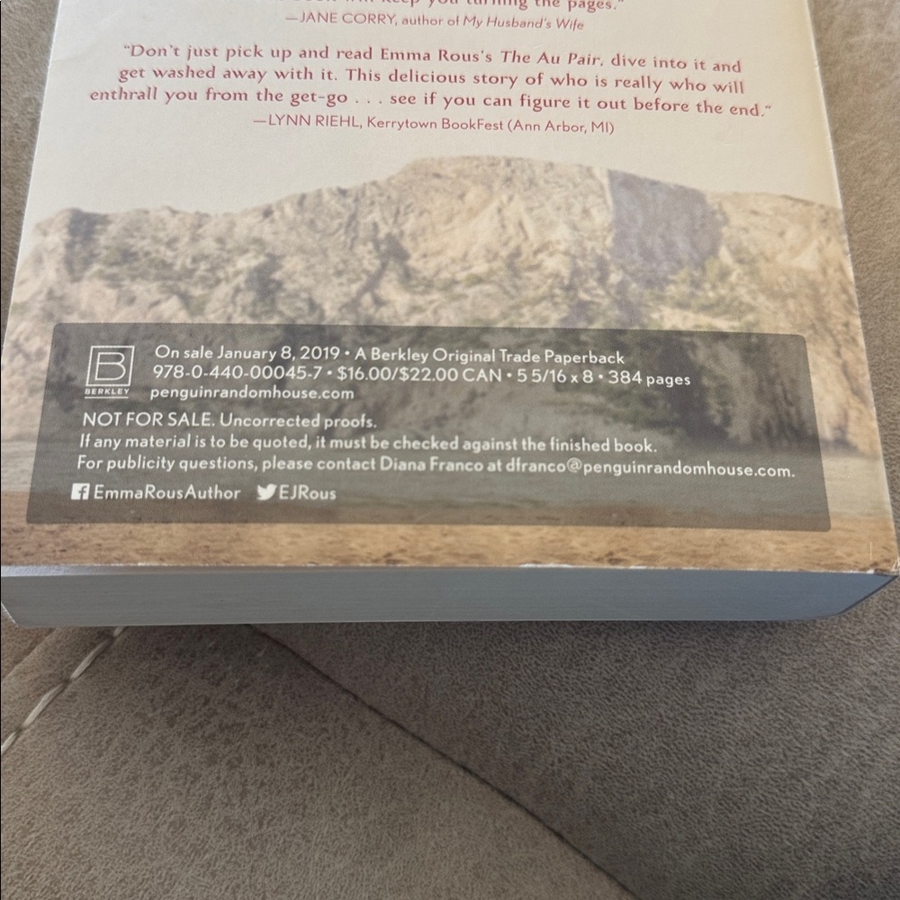 The Au Pair by Emma Rous Paperback Advanced Readers Copy EUC - Picture 4 of 4
